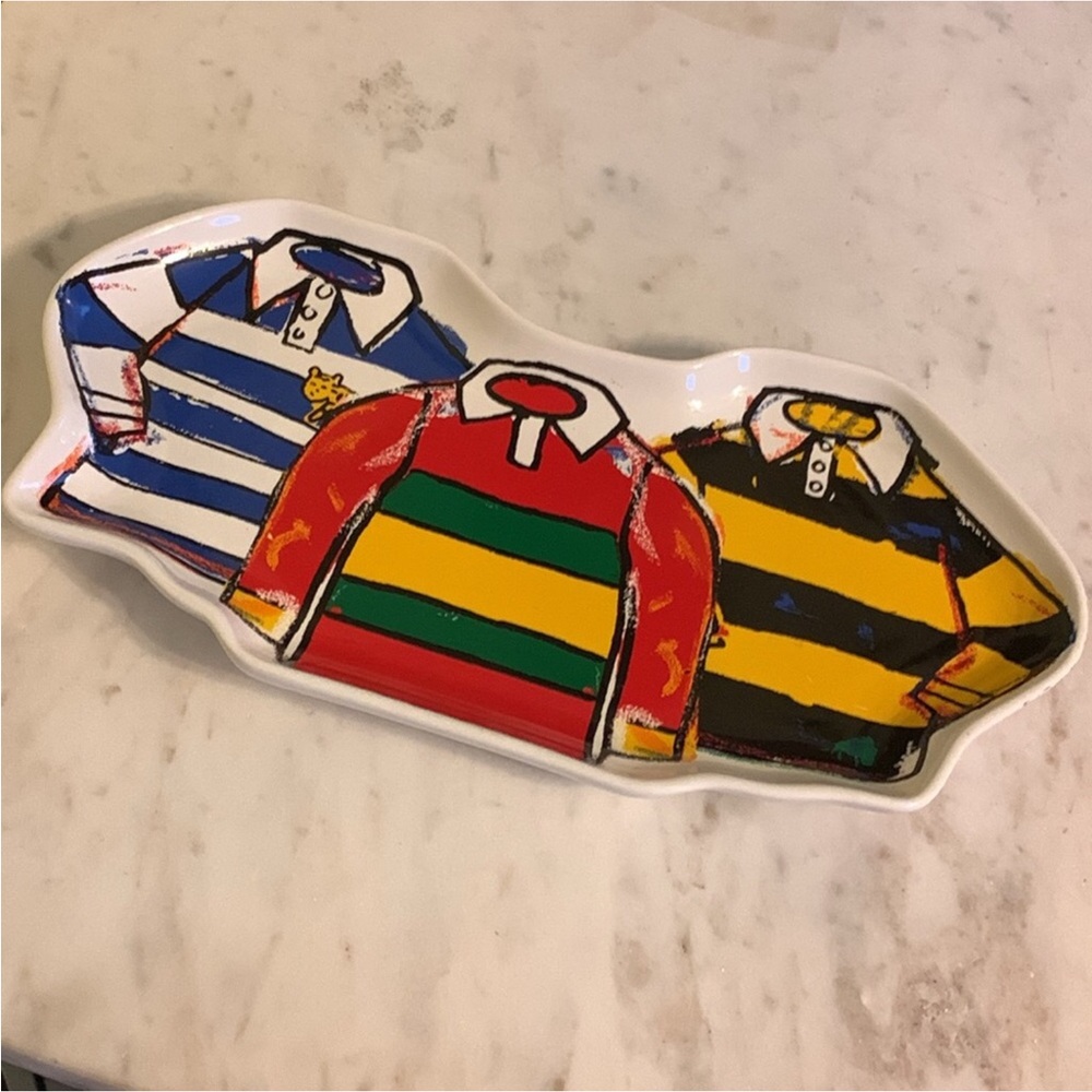 Rowing Blazers LIMITED EDITION Rugby Stripe Shirts Ceramic Stoneware Tray - Picture 7 of 12